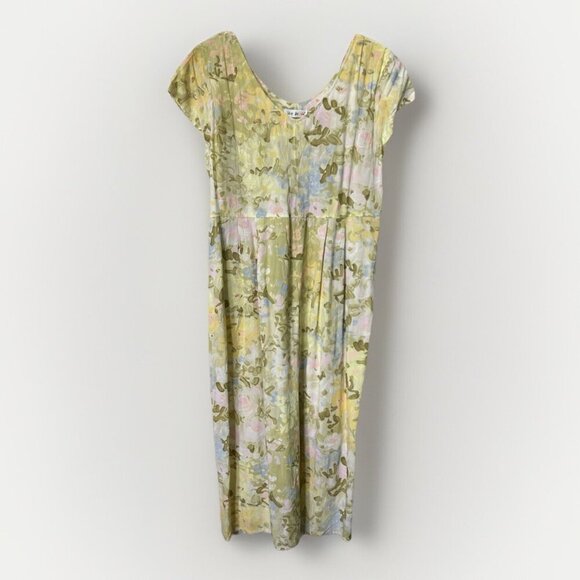 Vintge Jams World Maxi Dress Womens XXL Painted Flowers Rayon Resort Beach - Picture 1 of 12